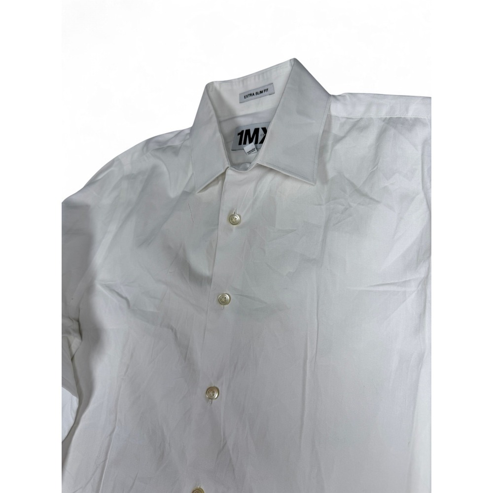 Express 1MX Extra SlimFit White Dress Shirt Mens Small 14-14.5 Long Sleeve Solid - Picture 2 of 5